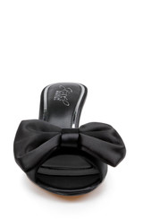 Black | Kora Kitten Heel Mules with Large Bow