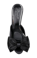 Black | Kora Kitten Heel Mules with Large Bow