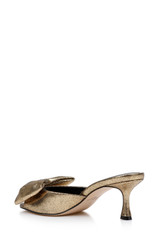 Gold | Kora Kitten Heel Mules with Large Bow