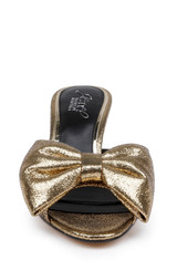 Gold | Kora Kitten Heel Mules with Large Bow