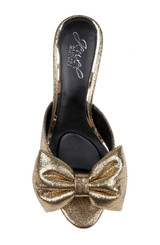 Gold | Kora Kitten Heel Mules with Large Bow