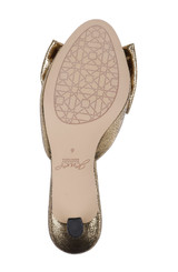 Gold | Kora Kitten Heel Mules with Large Bow