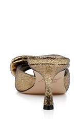 Gold | Kora Kitten Heel Mules with Large Bow
