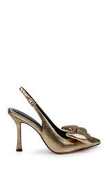 Gold | Kourtnay Stiletto Slingback with Large Bow