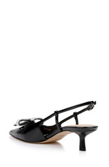 Black | Krystia Slingback Kitten Heels with Pearled Bow Back Side