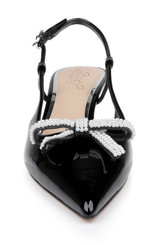 Black | Krystia Slingback Kitten Heels with Pearled Bow Front