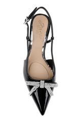 Black | Krystia Slingback Kitten Heels with Pearled Bow Top