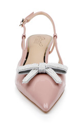 Blush |  Krystia Slingback Kitten Heels with Pearled Bow Front