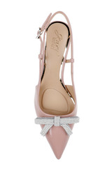 Blush |  Krystia Slingback Kitten Heels with Pearled Bow Top