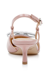 Blush |  Krystia Slingback Kitten Heels with Pearled Bow Back