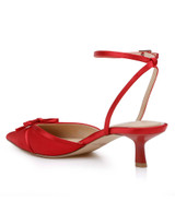 Red | Talasia Pointed Toe Kitten Heels