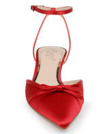 Red | Talasia Pointed Toe Kitten Heels