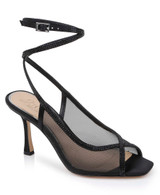 Black Mesh | Tamera Peep Toe Heels with Wraparound Strap