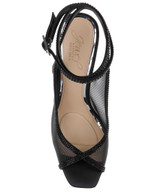 Black Mesh | Tamera Peep Toe Heels with Wraparound Strap