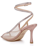 Blush Mesh | Tamera Peep Toe Heels with Wraparound Strap