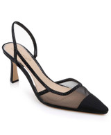 Black Mesh Tammy Mesh Pointed Toe Slingback Stiletto Heels Side