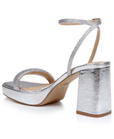 Silver Textile | Teddi Platform Block Heels