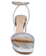 Silver Textile | Teddi Platform Block Heels