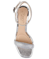 Silver Textile | Teddi Platform Block Heels