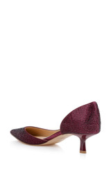 Bordeaux Satin | Teegan Pointed Toe Kitten Heel Pumps Back Side