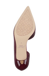 Bordeaux Satin | Teegan Pointed Toe Kitten Heel Pumps Bottom