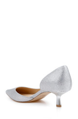 Silver | Teegan Pointed Toe Kitten Heel Pumps Back Side