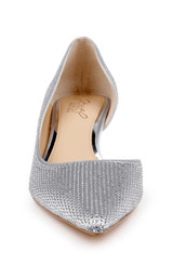 Silver | Teegan Pointed Toe Kitten Heel Pumps Front