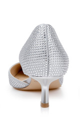 Silver | Teegan Pointed Toe Kitten Heel Pumps Back