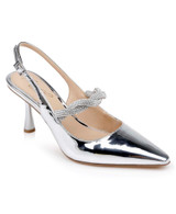 Silver Disco | Tierney Braided Slingback Pumps
