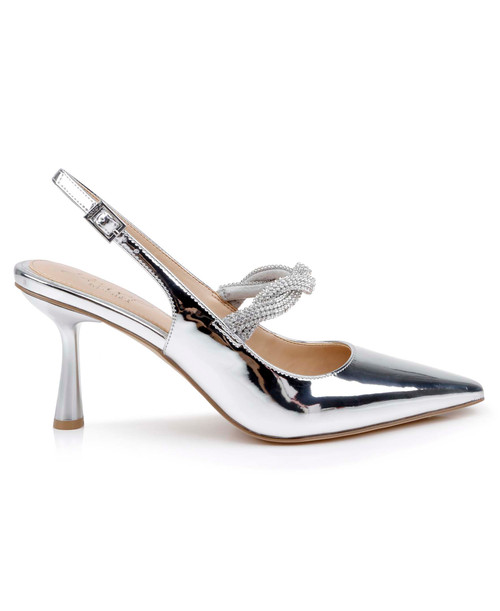 Silver Disco | Tierney Braided Slingback Pumps