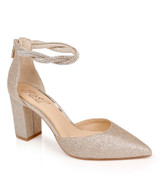 Gold Glitter | Tinsley Pointed Toe Block Heel Pumps