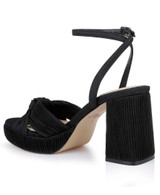Black Fabric | Tyler Ribbed Open Toe Block Heels