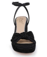 Black Fabric | Tyler Ribbed Open Toe Block Heels