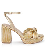 Gold Fabric | Tyler Ribbed Open Toe Block Heels Side