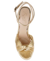 Gold Fabric | Tyler Ribbed Open Toe Block Heels Top