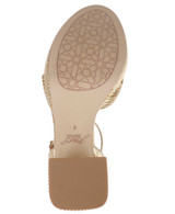 Gold Fabric | Tyler Ribbed Open Toe Block Heels Bottom