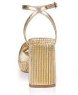 Gold Fabric | Tyler Ribbed Open Toe Block Heels Back