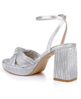 Silver Fabric | Tyler Ribbed Open Toe Block Heels