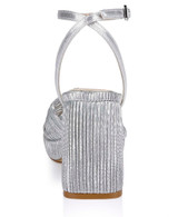 Silver Fabric | Tyler Ribbed Open Toe Block Heels