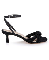 Black Fabric | True Ribbed Peep Toe Kitten Heels Side