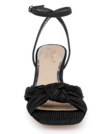 Black Fabric | True Ribbed Peep Toe Kitten Heels Front