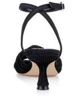 Black Fabric | True Ribbed Peep Toe Kitten Heels Back