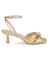 Gold Fabric | True Ribbed Peep Toe Kitten Heels Side