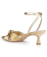 Gold Fabric | True Ribbed Peep Toe Kitten Heels Back Side