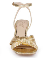 Gold Fabric | True Ribbed Peep Toe Kitten Heels Front