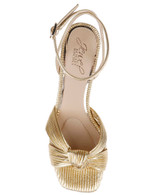 Gold Fabric | True Ribbed Peep Toe Kitten Heels Top