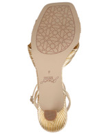 Gold Fabric | True Ribbed Peep Toe Kitten Heels Sole