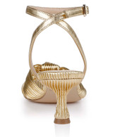 Gold Fabric | True Ribbed Peep Toe Kitten Heels Back