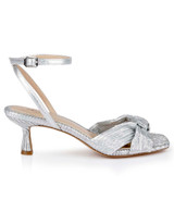 Silver Fabric | True Ribbed Peep Toe Kitten Heels Side
