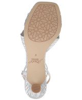 Silver Fabric | True Ribbed Peep Toe Kitten Heels Sole